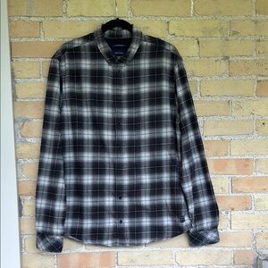 Blend Plaid Black and Gray Men's Flannel Shirt